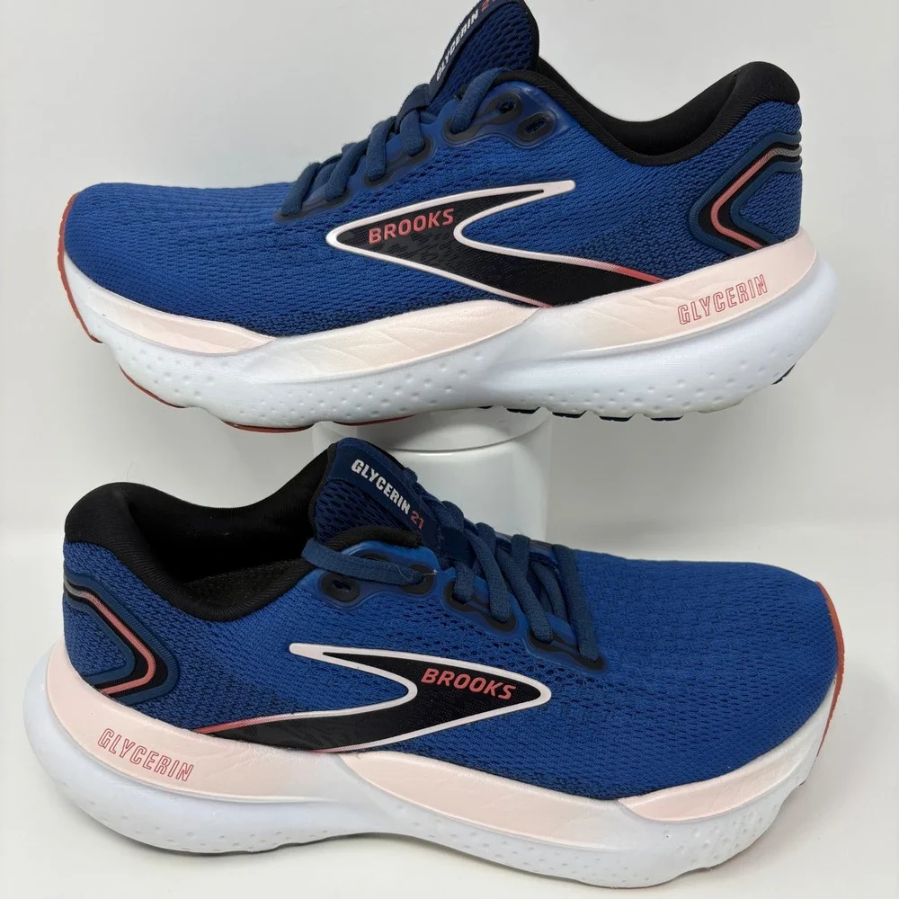Brooks Glycerin 21 Women's Size 6 Blue Pink White Running Shoes (1204081B496)
